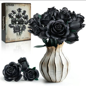 Black Rose Flower Building Blocks