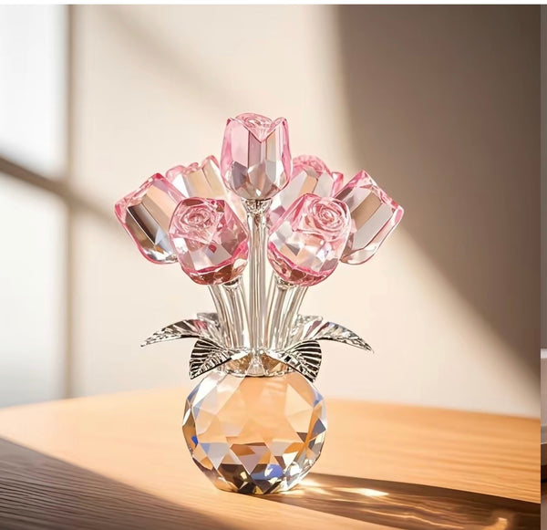 Artificial Crystal Rose Flower Ornament