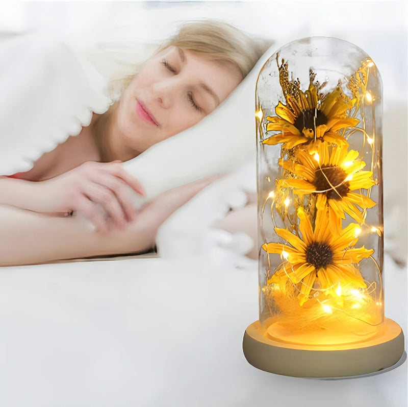 Sunflower Lamp in Glass Dome