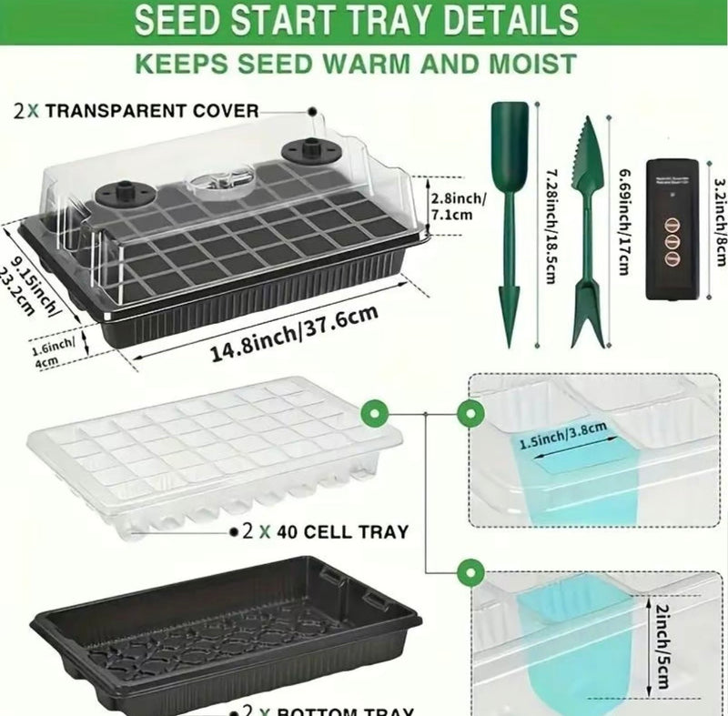 80 Cell Seedling Tray Kit with Grow Light