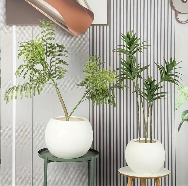 Modern Round Faux Rock Flower Pot