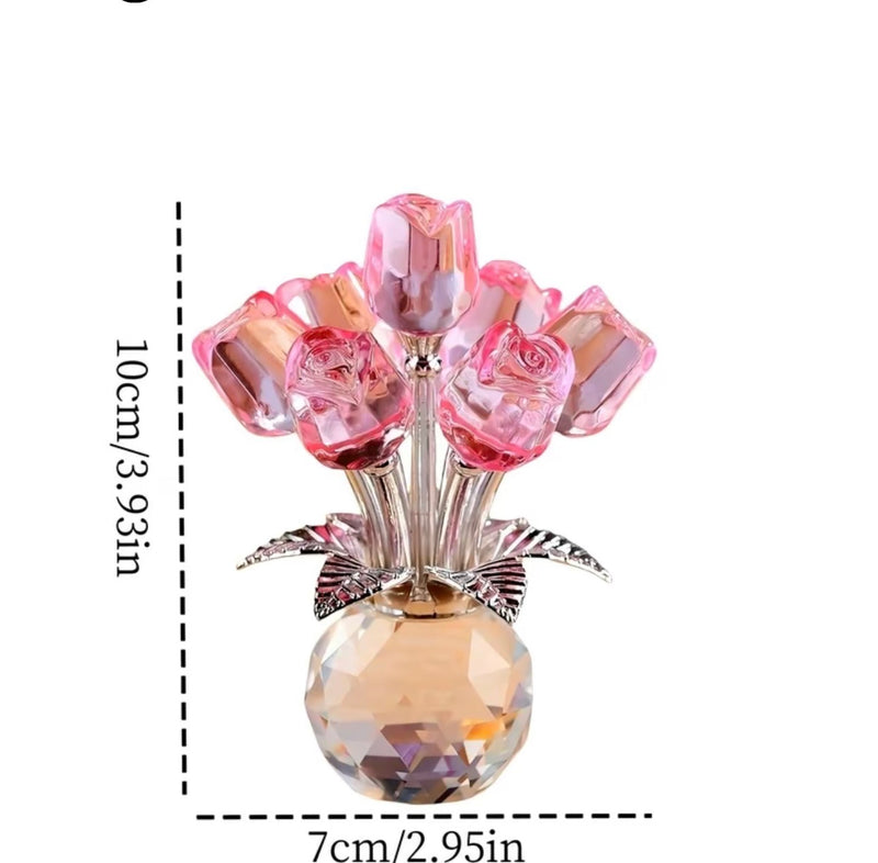 Artificial Crystal Rose Flower Ornament