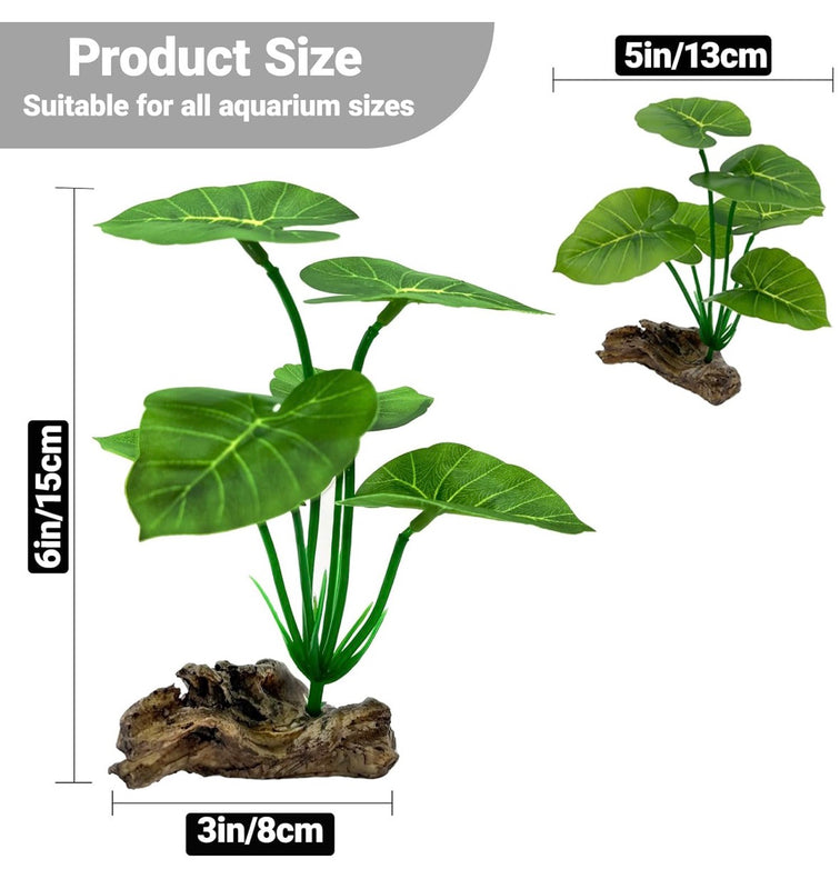 2 Pack Artificial Aquarium Plants with Driftwood
