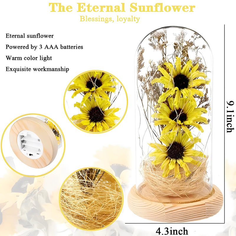 Sunflower Lamp in Glass Dome