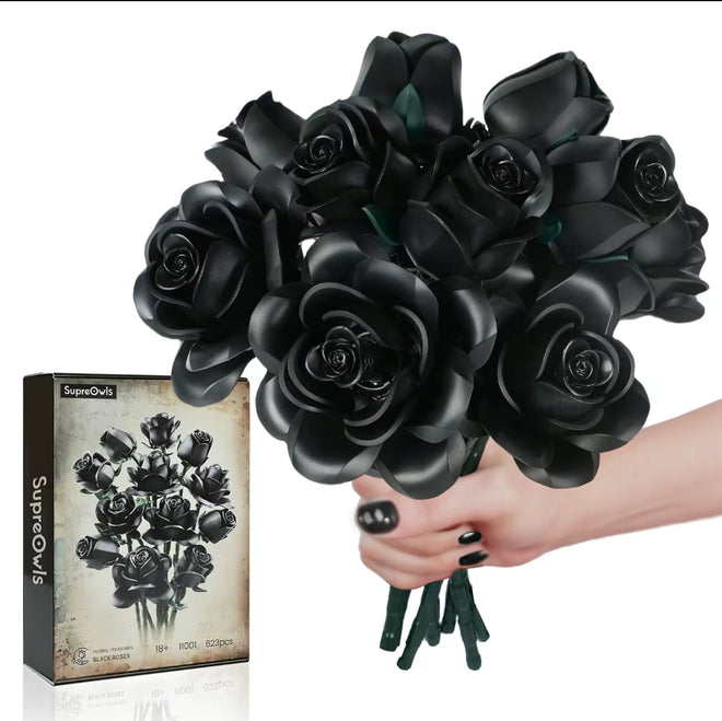 Black Rose Flower Building Blocks