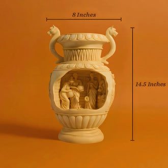 Eternal Serenity Greek LED Fountain with Lion Art and Planter