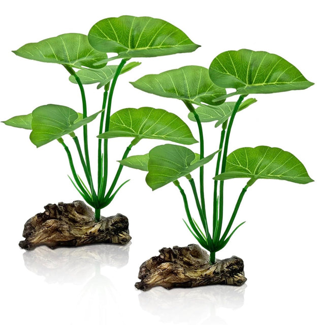 2 Pack Artificial Aquarium Plants with Driftwood