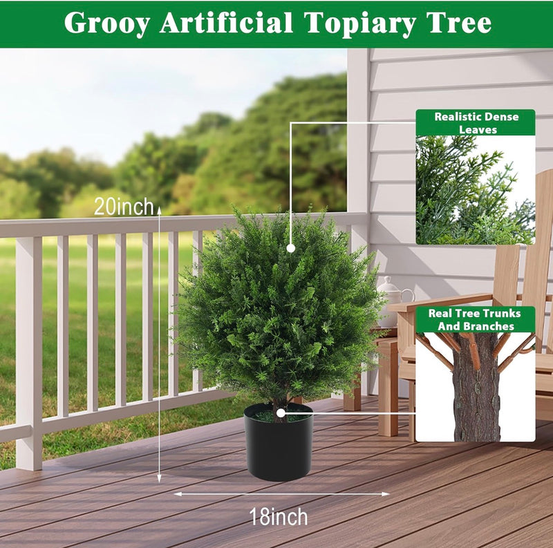 Artificial Cedar Ball Tree in Pot