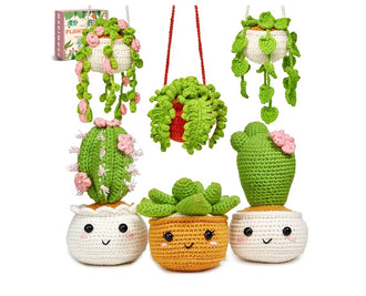 Beginner Crochet Kit – 6 Amigurumi Hanging Plants