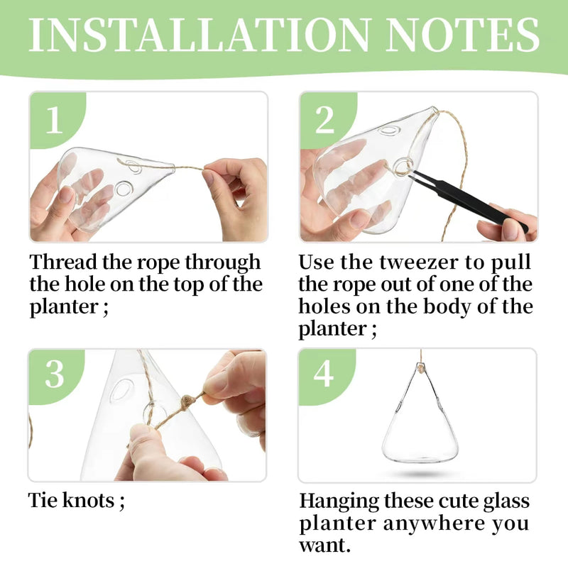 Set of 5 Hanging Glass Planters