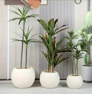 Modern Round Faux Rock Flower Pot