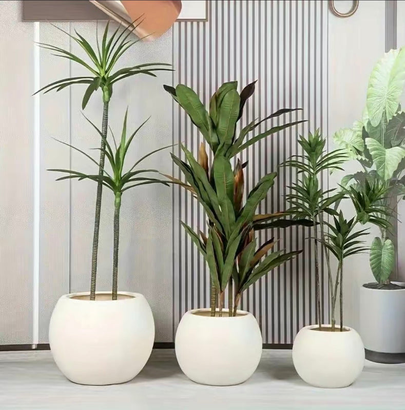 Modern Round Faux Rock Flower Pot