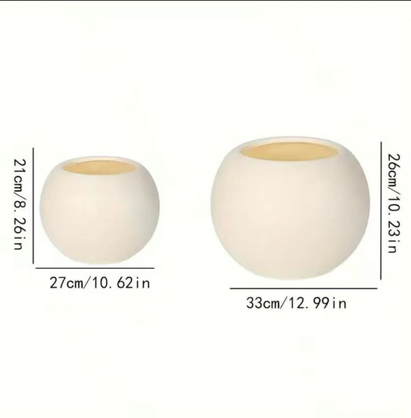 Modern Round Faux Rock Flower Pot