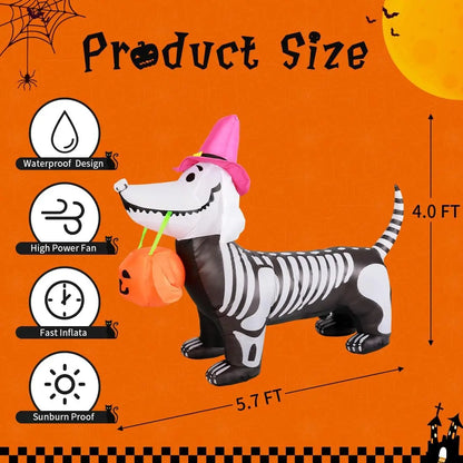 5.7 FT Skeleton Dog Halloween Inflatable