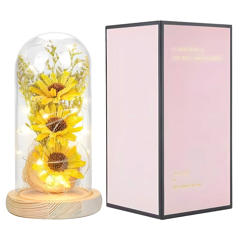 Sunflower Lamp in Glass Dome