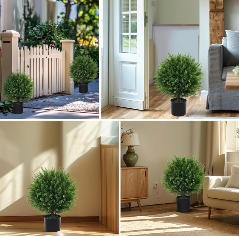Artificial Cedar Ball Tree in Pot