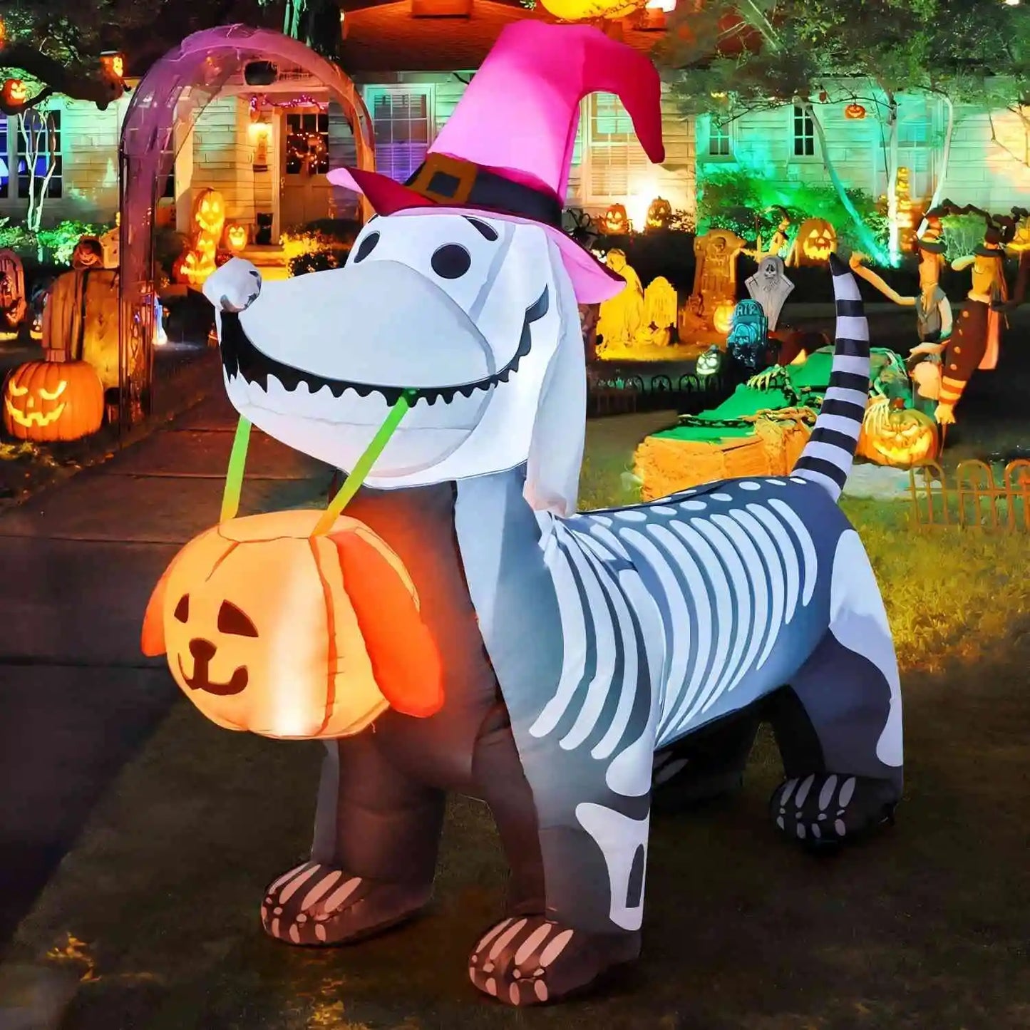 5.7 FT Skeleton Dog Halloween Inflatable