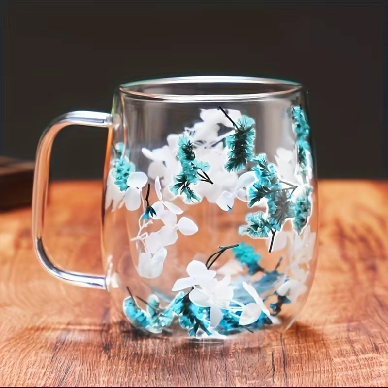 Tea Cup Double Glass Flower 390ml