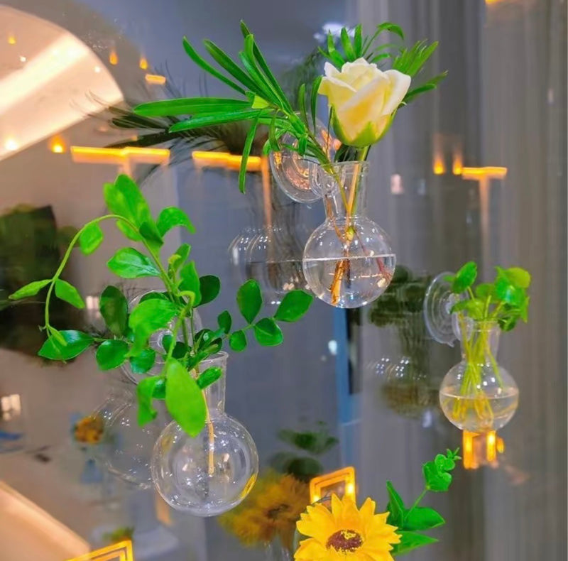 Glass Suction Cup Plant Vases – Set of 4