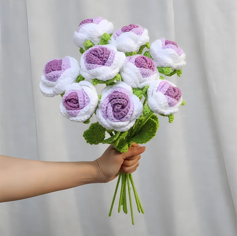 Handmade Crochet Roses, 9pc Set