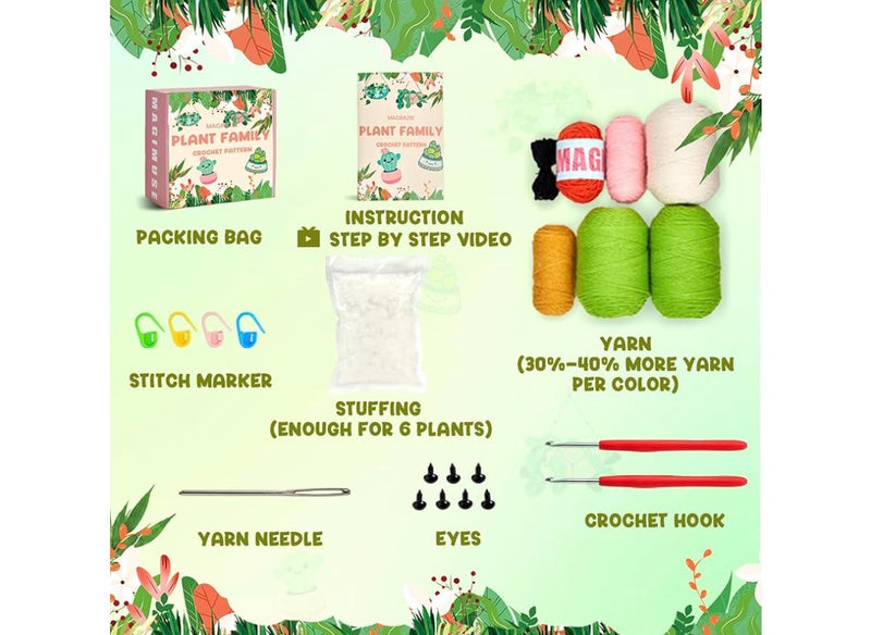 Beginner Crochet Kit – 6 Amigurumi Hanging Plants