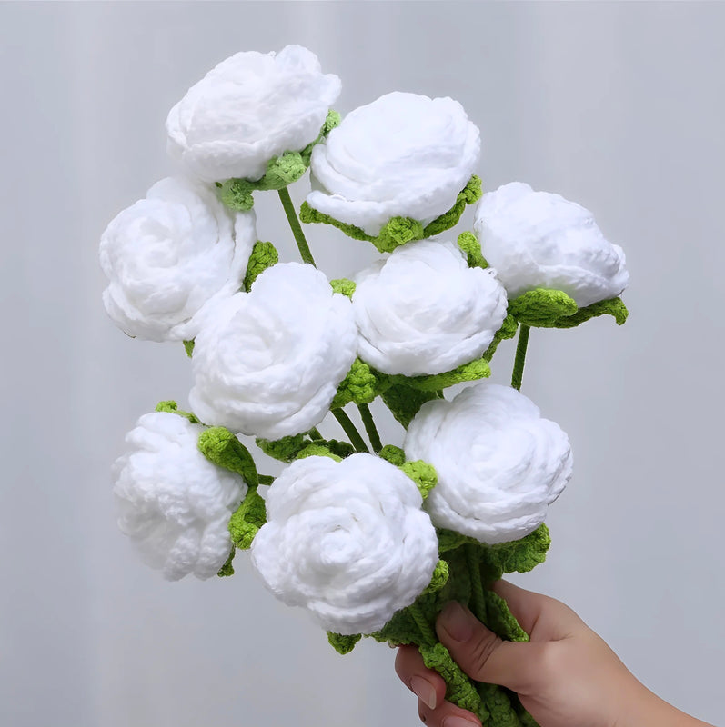 Handmade Crochet Roses, 9pc Set