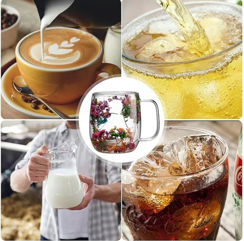 Tea Cup Double Glass Flower 390ml