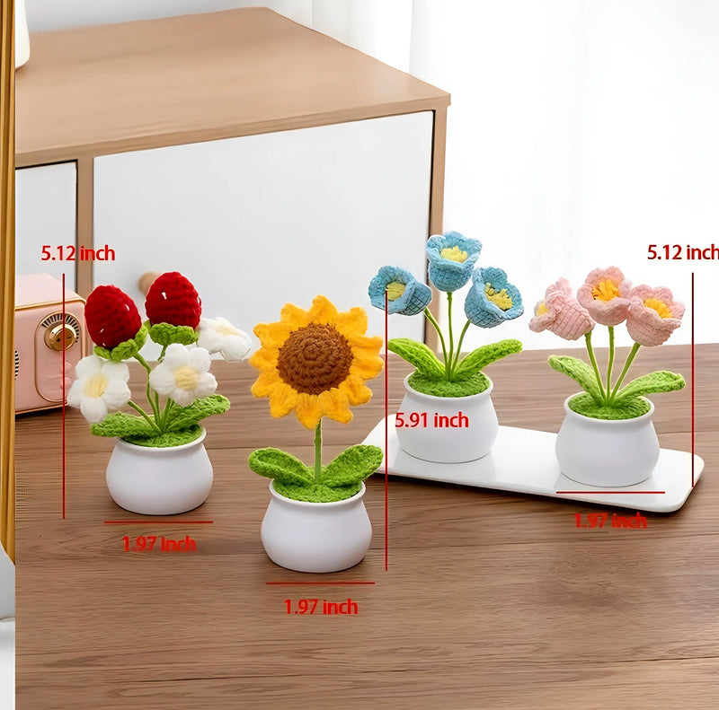 Handmade Crochet Potted Flowers