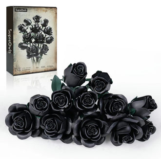Black Rose Flower Building Blocks