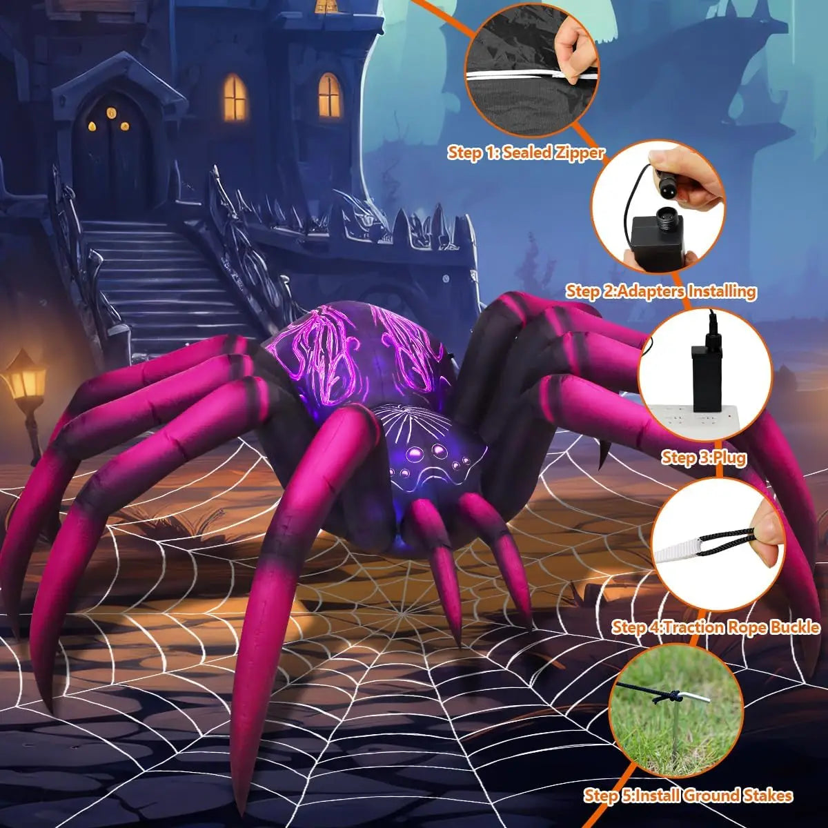 9 FT Purple Spider Halloween Inflatable
