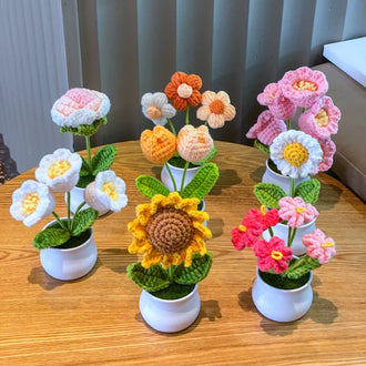 Handmade Crochet Potted Flowers