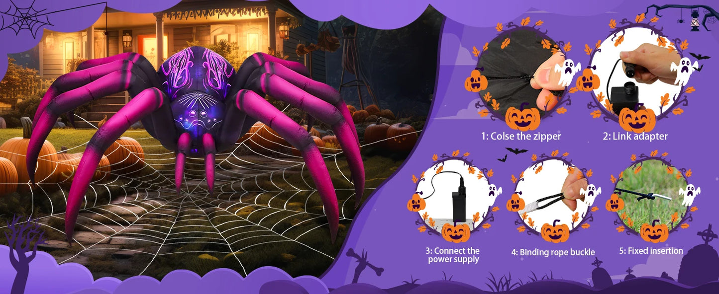 9 FT Purple Spider Halloween Inflatable