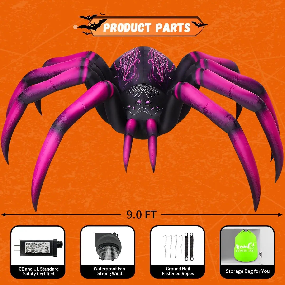9 FT Purple Spider Halloween Inflatable