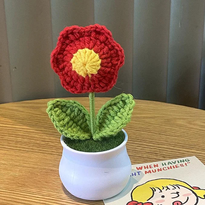 Handmade Crochet Potted Flowers