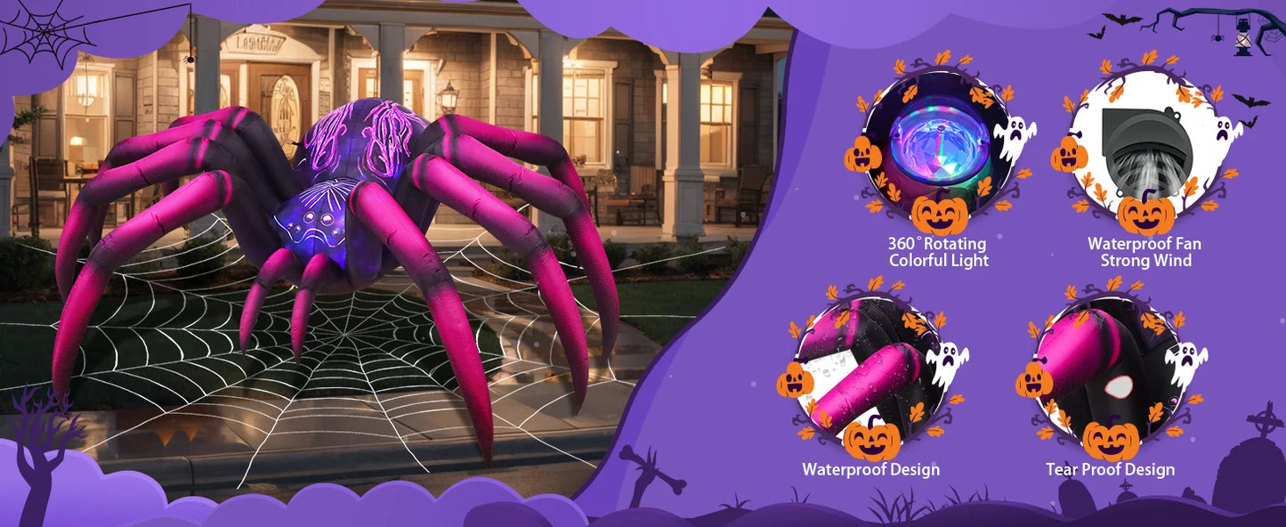 9 FT Purple Spider Halloween Inflatable