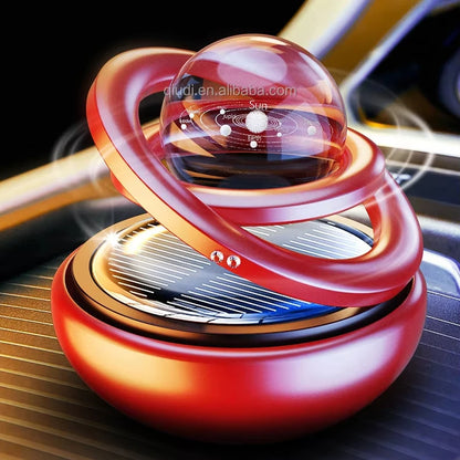 Hot Sale Levitation Crystal Ball Car Aromatherapy Diffuser Solar Energy Automatic Rotating Double Ring Popular Scent Dispenser