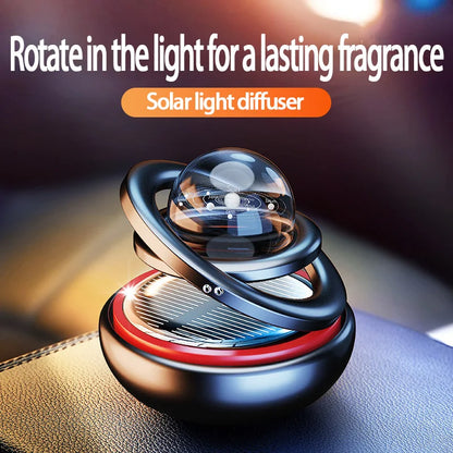 Hot Sale Levitation Crystal Ball Car Aromatherapy Diffuser Solar Energy Automatic Rotating Double Ring Popular Scent Dispenser