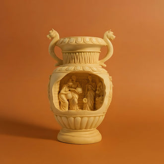 Eternal Serenity Greek LED Fountain with Lion Art and Planter