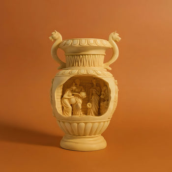 Eternal Serenity Greek LED Fountain with Lion Art and Planter